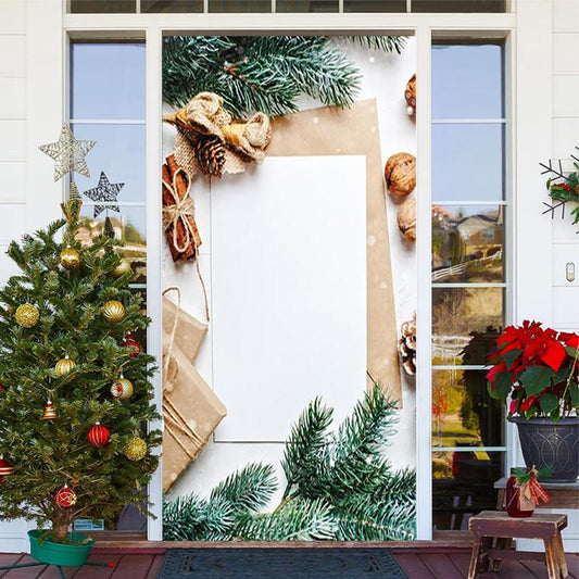 Lofaris Green Leaves White Paper Board Christmas Door Cover