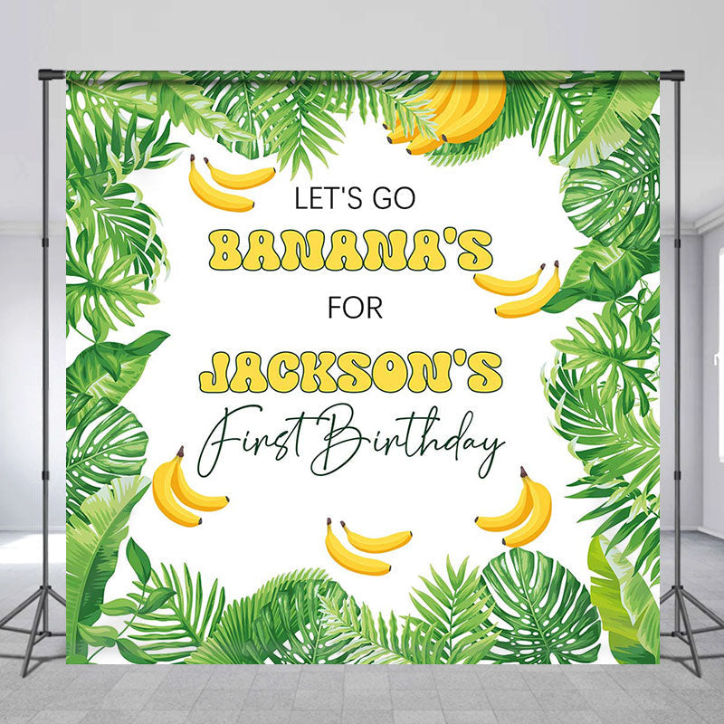 Lofaris Green Monstera Banana Custom 1st Birthday Backdrop