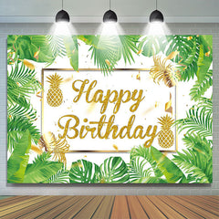 Lofaris Green Monstera Gold Pineapple Backdrop For Birthday