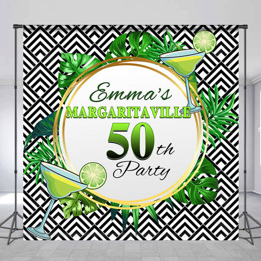 Lofaris Green Monstera Lemon Custom 50th Birthday Backdrop