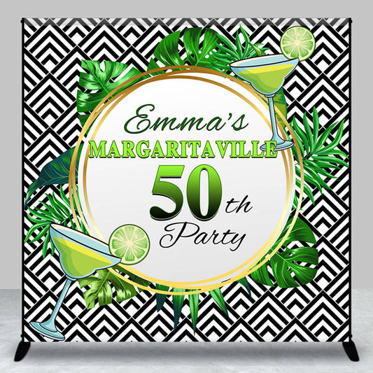 Lofaris Green Monstera Lemon Custom 50th Birthday Backdrop