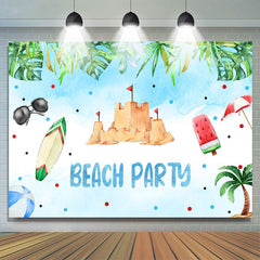 Lofaris Green Monsteras Cool Summer Blue Beach Party Backdrop
