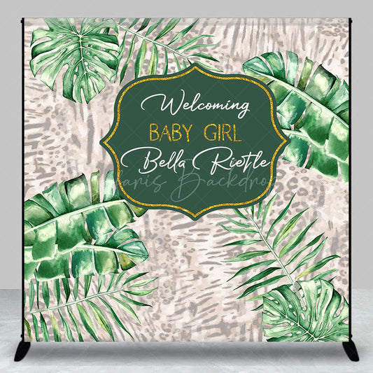 Lofaris Green Monsteras Tropical Custom Baby Shower Backdrops