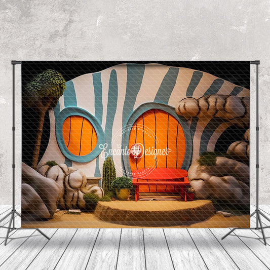 Lofaris Green Plant Bench House Birthday Cake Smash Backdrop