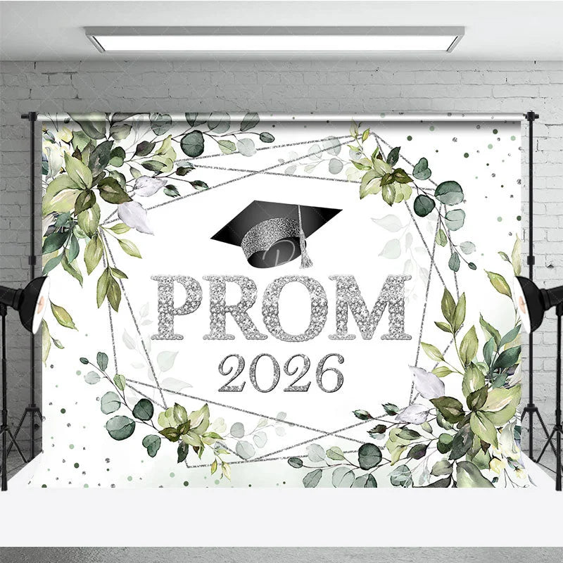 Lofaris Green Plant Silver Dots Prom 2026 Dance Backdrop