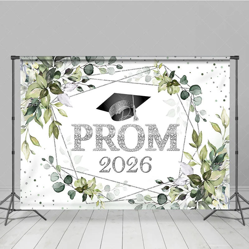 Lofaris Green Plant Silver Dots Prom 2026 Dance Backdrop