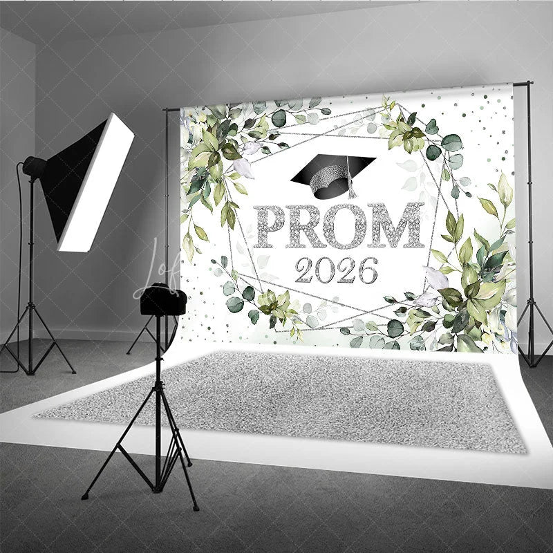 Lofaris Green Plant Silver Dots Prom 2026 Dance Backdrop