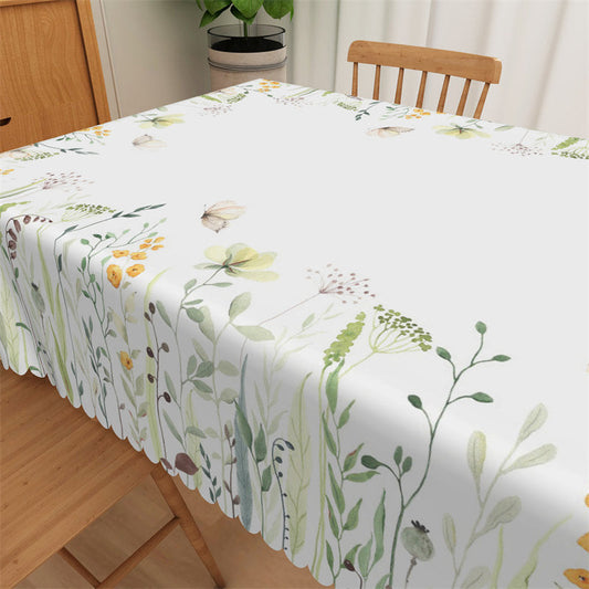 Lofaris Green Plants Butterfly Spring Rectangle Tablecloth