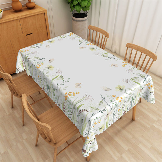 Lofaris Green Plants Butterfly Spring Rectangle Tablecloth