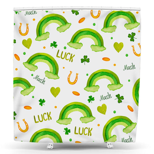 Lofaris Green Rainbow Clover St Patricks Day Shower Curtain