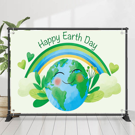 Lofaris Green Rainbow Happy Earth Day Party Backdrop Decor