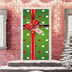 Lofaris Green Red Dots Box Bowknot Christmas Door Cover