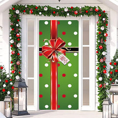 Lofaris Green Red Dots Box Bowknot Christmas Door Cover