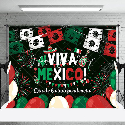 Lofaris Green Red Viva Mexico Backdrop For Independence Day