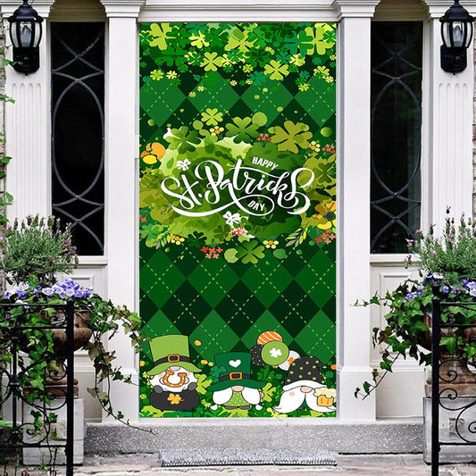 Lofaris Green Rhombus Lattice St Patricks Day Door Cover