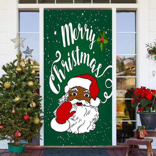 Lofaris Green Santa Claus Snowy Merry Christmas Door Cover