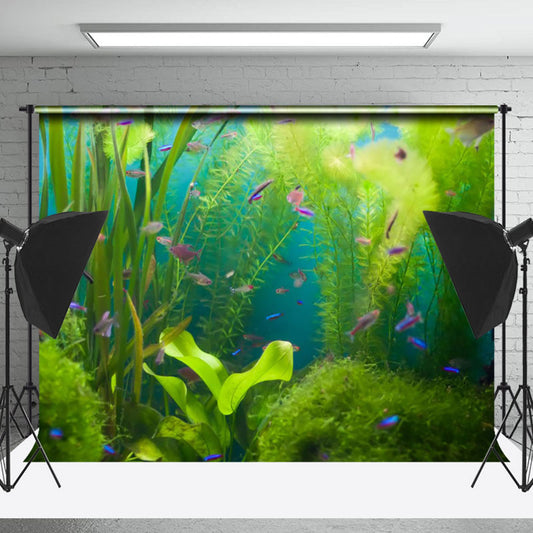 Lofaris Green Seaweeds Lovely Fishes Summer Photo Backdrop