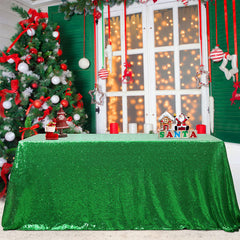 Lofaris Green Sequin Glitter Rectangle Banquet Tablecloth