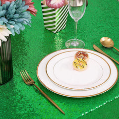 Lofaris Green Sequin Glitter Rectangle Banquet Tablecloth