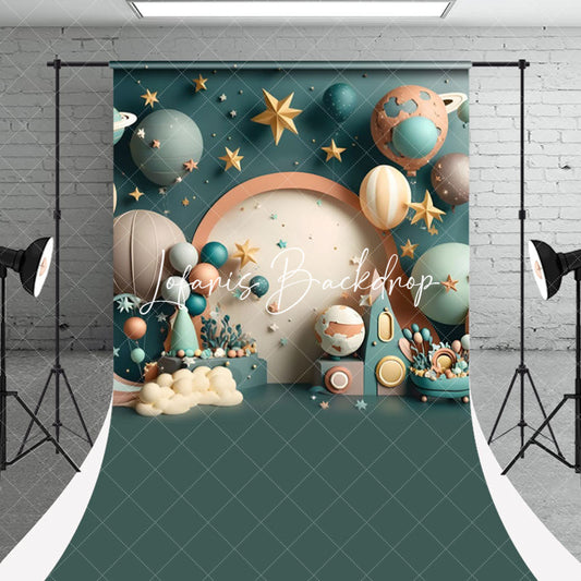 Lofaris Green Stars Balloons Sweep Galaxy Photo Backdrop