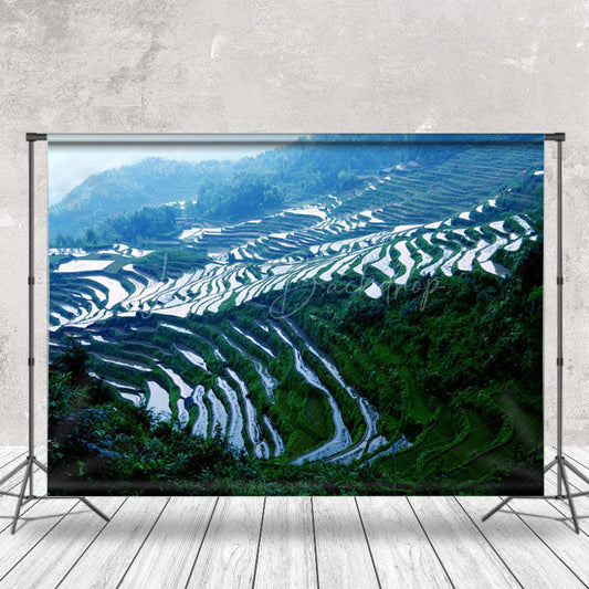 Lofaris Green Terraces Natural Scenery Portrait Backdrop