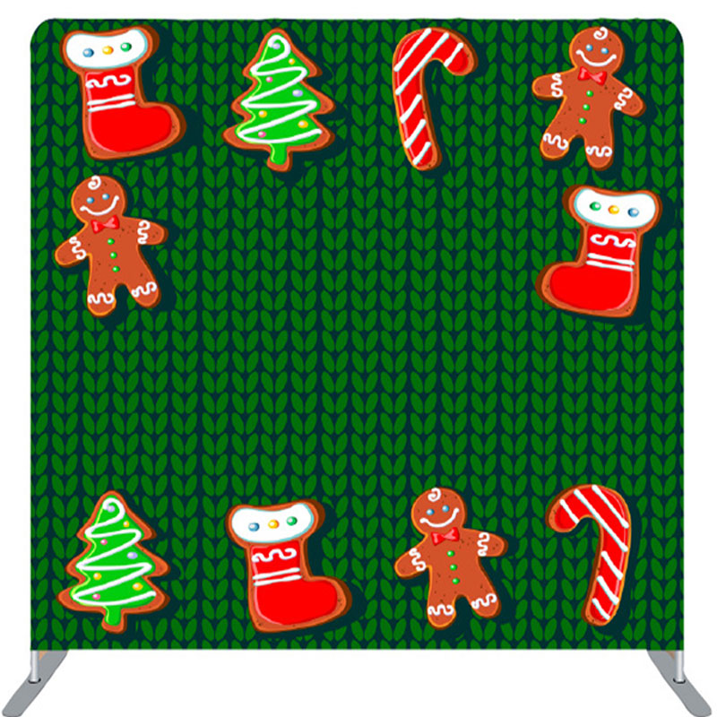 Lofaris Green Textile Texture Candy Socks Christmas Backdrop