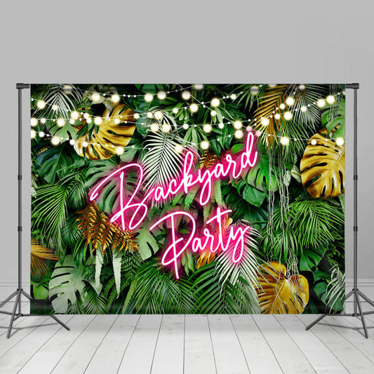 Lofaris Green Tropical Monstera Light Backyard Party Backdrop