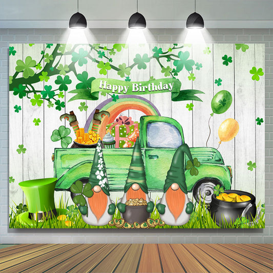 Lofaris Green Truck Dwarf St Patricks Birthday Backdrop