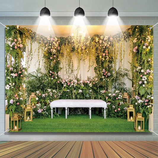 Lofaris Green Vines Leaves Floral Hall Wedding Backdrop