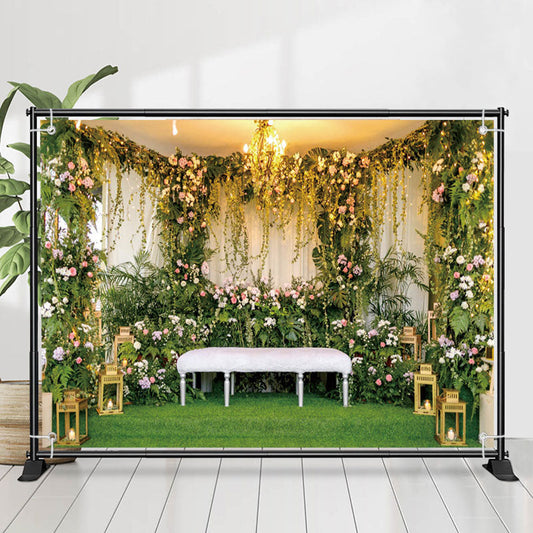 Lofaris Green Vines Leaves Floral Hall Wedding Backdrop