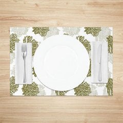 Lofaris Green White Corals Modern Dining Set Of 4 Placemats