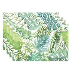 Lofaris Green White Monstera Leaf Spring Set Of 4 Placemats