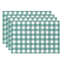 Lofaris Green White Plaid Modern Dining Set Of 4 Placemats