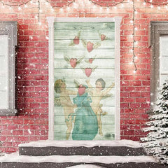 Lofaris Green Wood Angels Hearts Valentines Day Door Cover