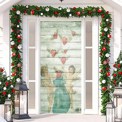 Lofaris Green Wood Angels Hearts Valentines Day Door Cover