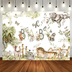 Lofaris Green Woodland Wild Floral Baby Shower Backdrop