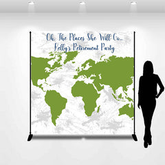 Lofaris Green World Map Personalized Retirement Backdrop