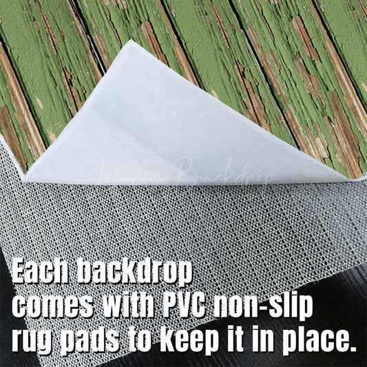 Lofaris Green Worn Wood Plank Fence Photography Floor Mat