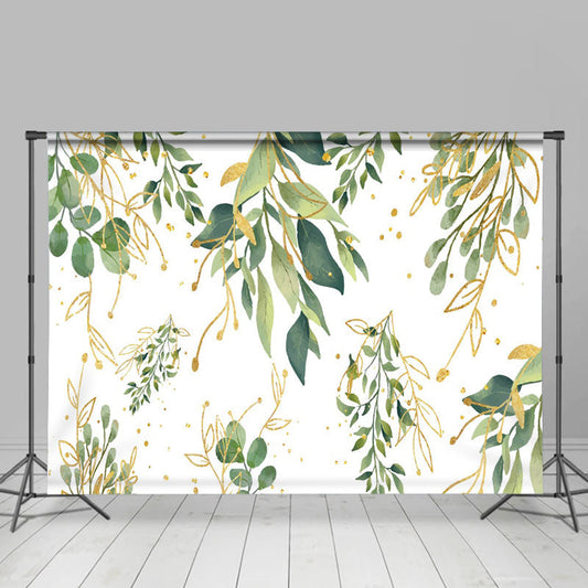 Lofaris Green Yellow Leaves Simple White Wedding Backdrop