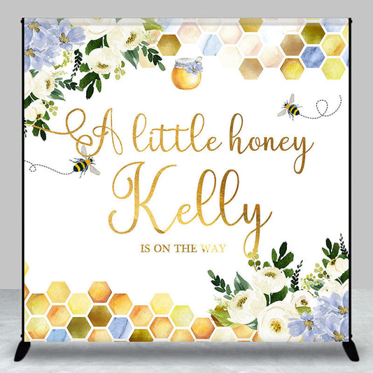 Lofaris Greenery Bee Little Honey Custom Baby Shower Backdrop