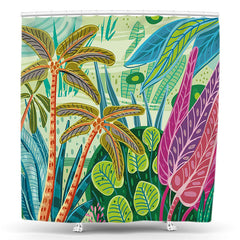 Lofaris Greenery Coconut Palm Leaves Summer Shower Curtain