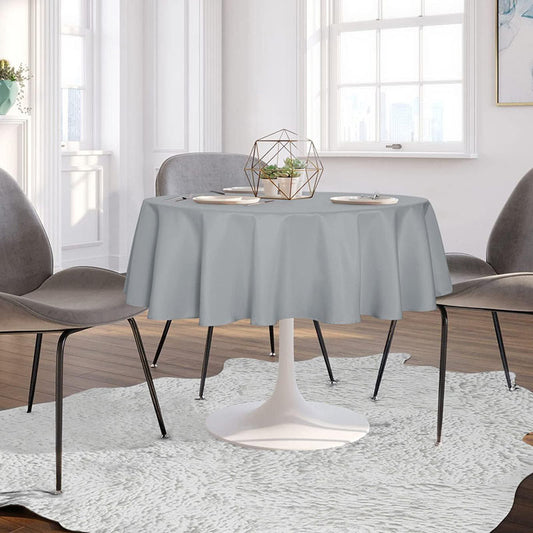 Lofaris Grey 290 GSM Waterproof Polyester Round Tablecloth