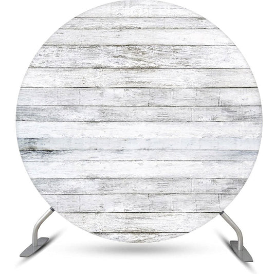 Lofaris Grey And White Artistic Wood Round Birthday Backdrop