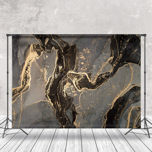 Lofaris Grey Black Gold Mixed Marble Texture Photo Backdrop