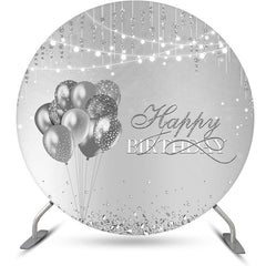 Lofaris Grey Diamonds Balloons Round Backdrop For Birthday