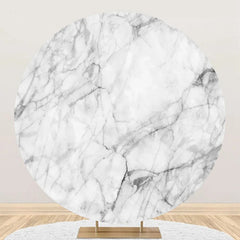 Lofaris Grey Marble Texture Simple Round Birthday Backdrop