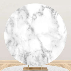 Lofaris Grey Marble Texture White Round Birthday Backdrop