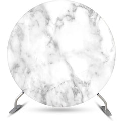 Lofaris Grey Marble Texture White Round Birthday Backdrop