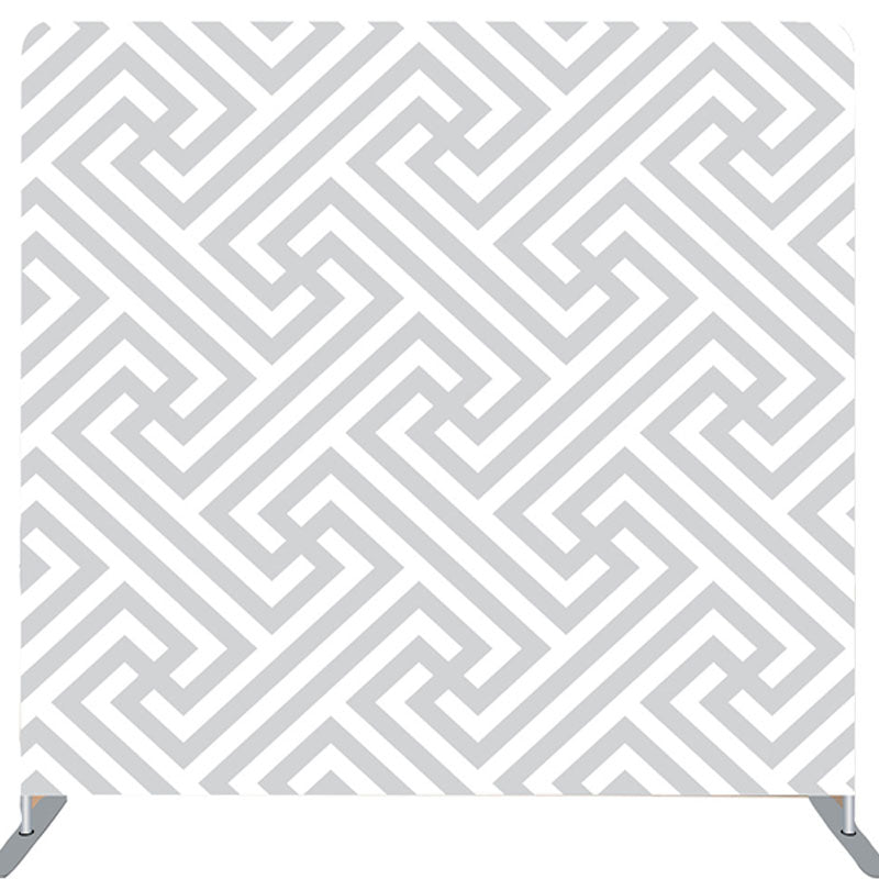 Lofaris Grey Maze Style Pattern White Party Backdrop Decor