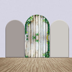 Lofaris Grey Retro Wooden Wall Greenery Arch Backdrop Kit